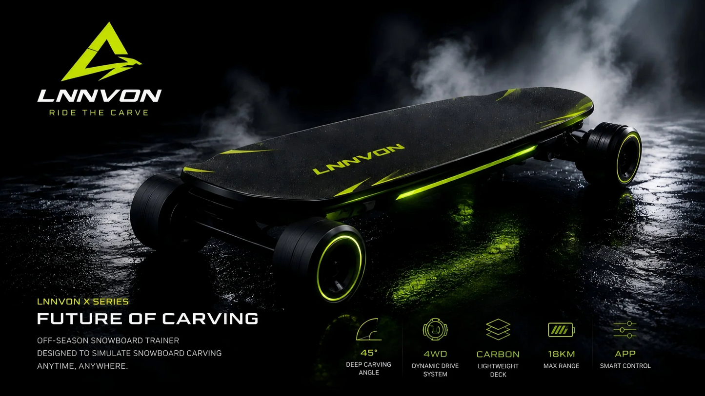 LNNVON X1 - The Off-Season Snowboard Trainer - Electric urban skateboard with snowboard-inspired carving design